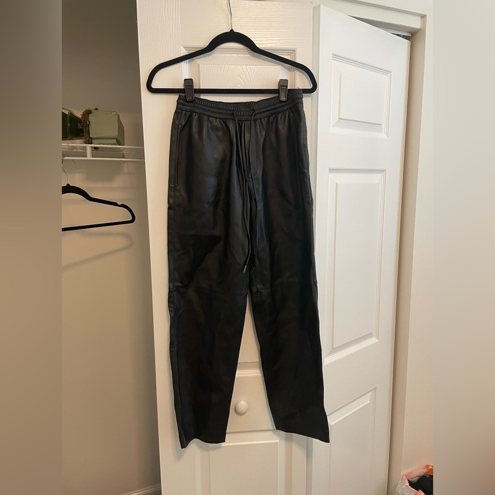 Mango Faux Leather Jogger Pants